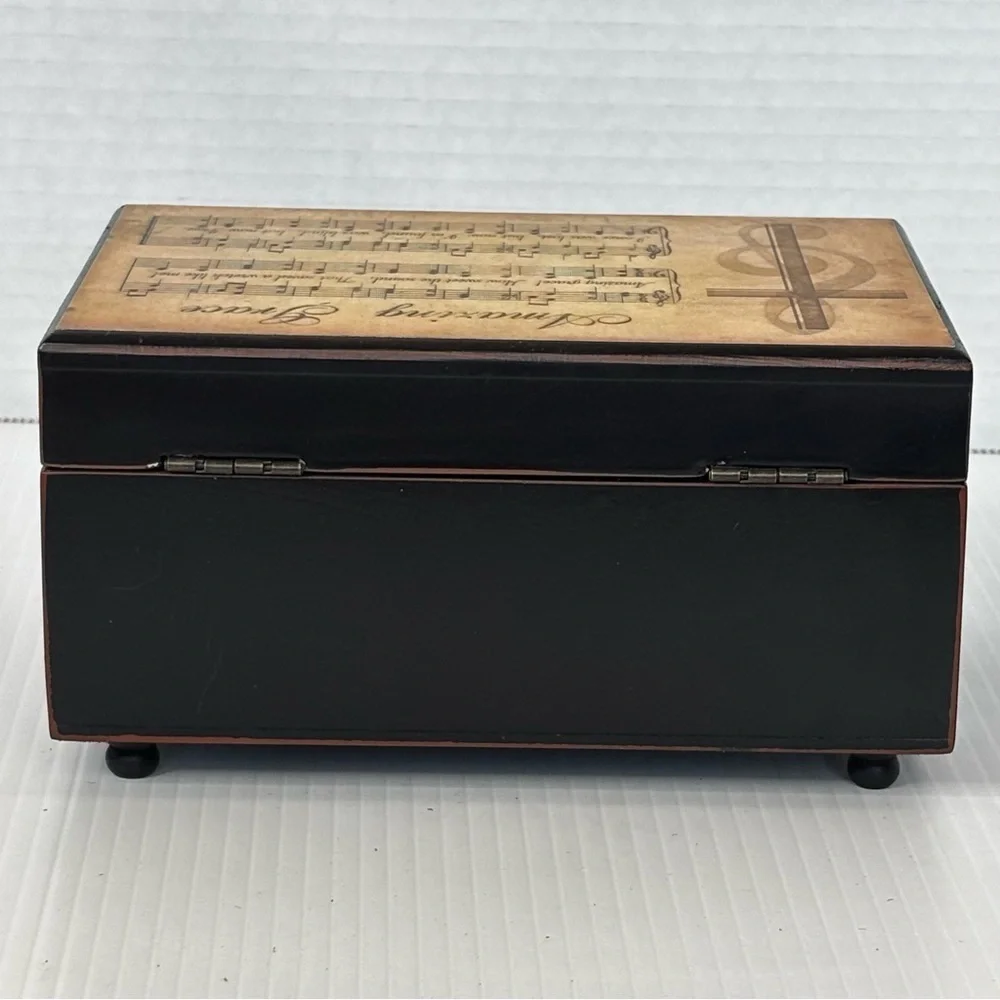 Wooden Music Jewelry Box Plays Amazing Grace